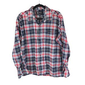 Sergio Louis Italy Mens Flannel Shirt Classic Fit Pocket Plaid Red Black XL